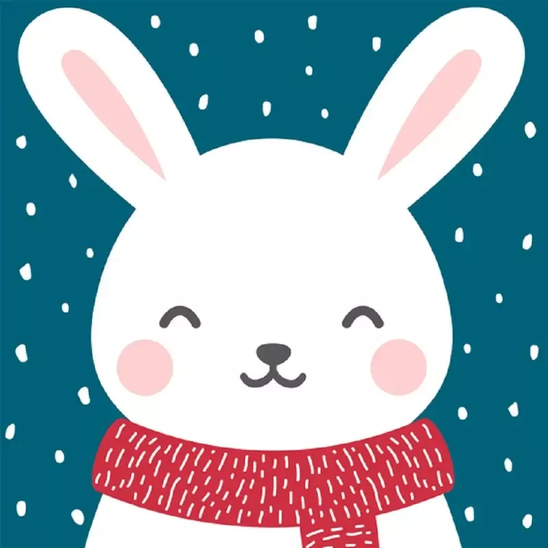 winter-rabbit-fabric-panel-blue Winter Rabbit Fabric Panel – Blue