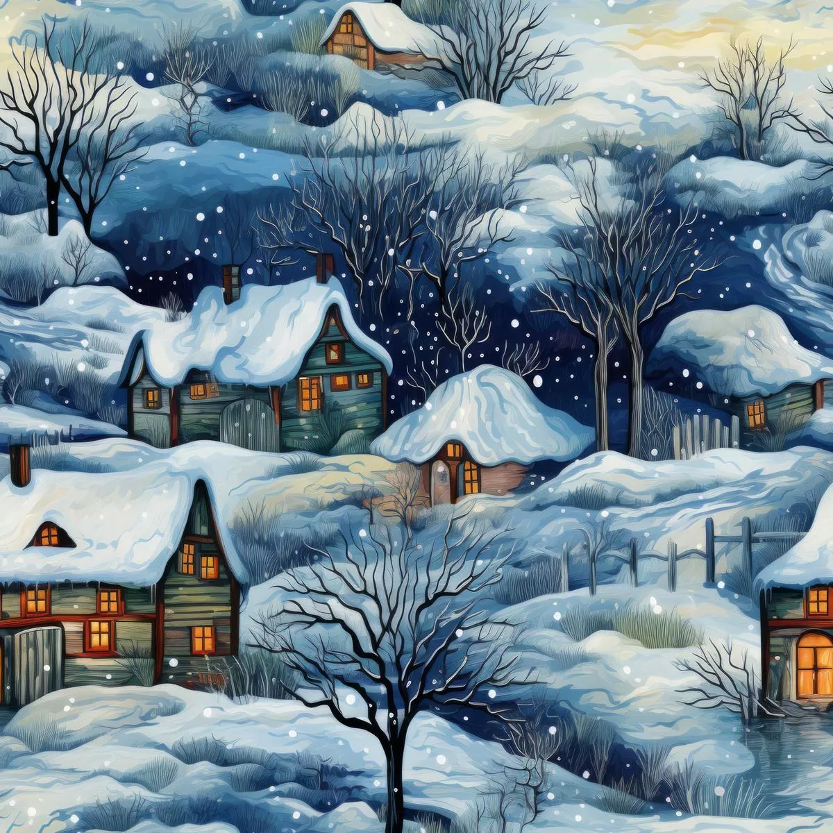 Winter Under the Dawn Pattern 6 Quilting Cotton Fabric