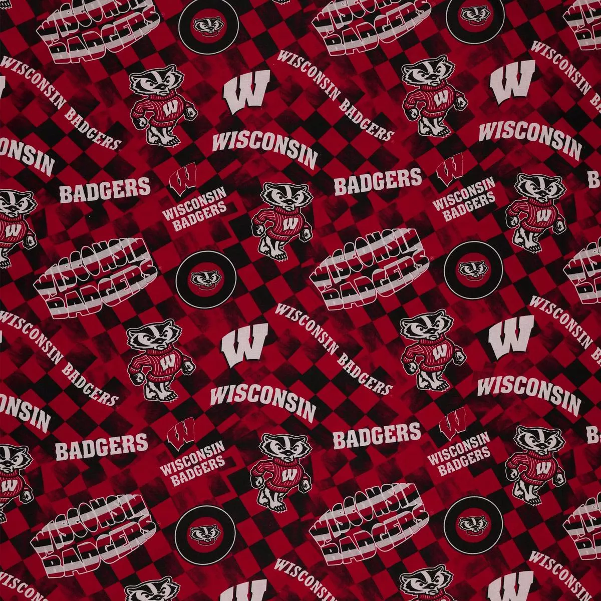 wisconsin-badgers-allover-checker-fabric Wisconsin Badgers Allover Checker Fabric