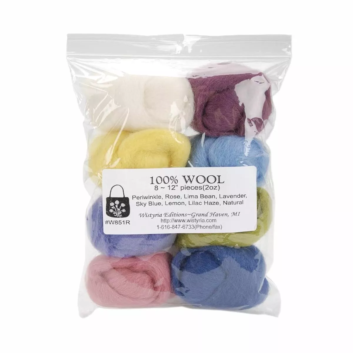 Wistyria Editions 8pk Muted 25oz Wool Roving W851R