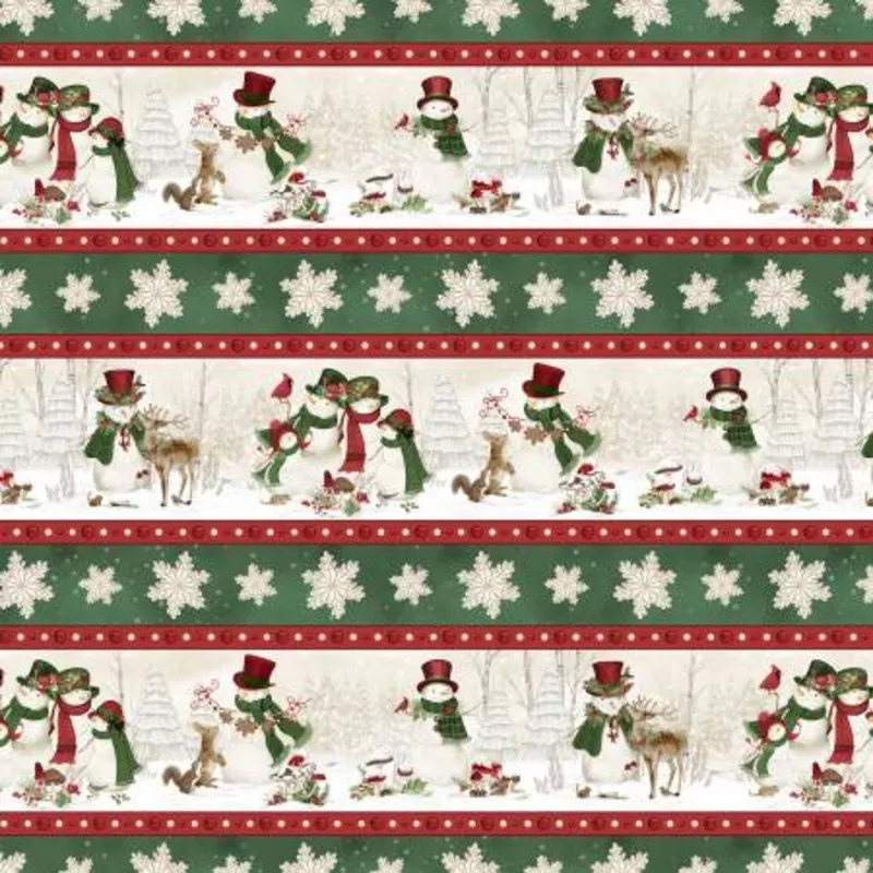 Woodland Snowmen 27733-237 Multi Repeating Stripe