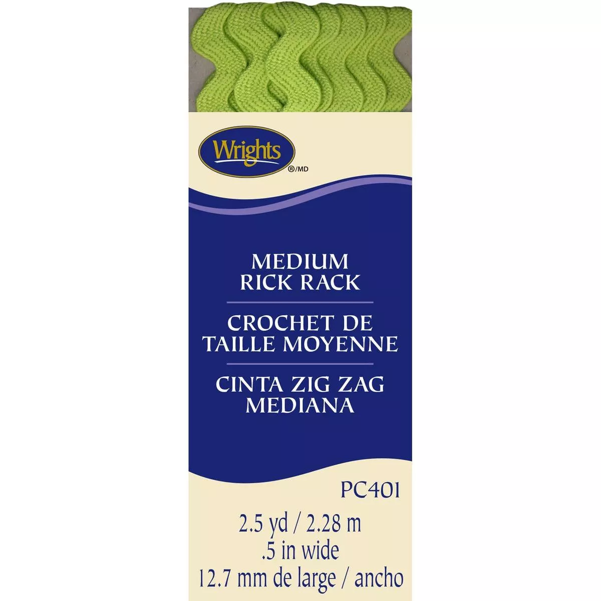 wrights-medium-rick-rack-lime-green-2-5-yards-x-5 Wrights Medium Rick Rack, Lime Green 2.5 Yards x .5″