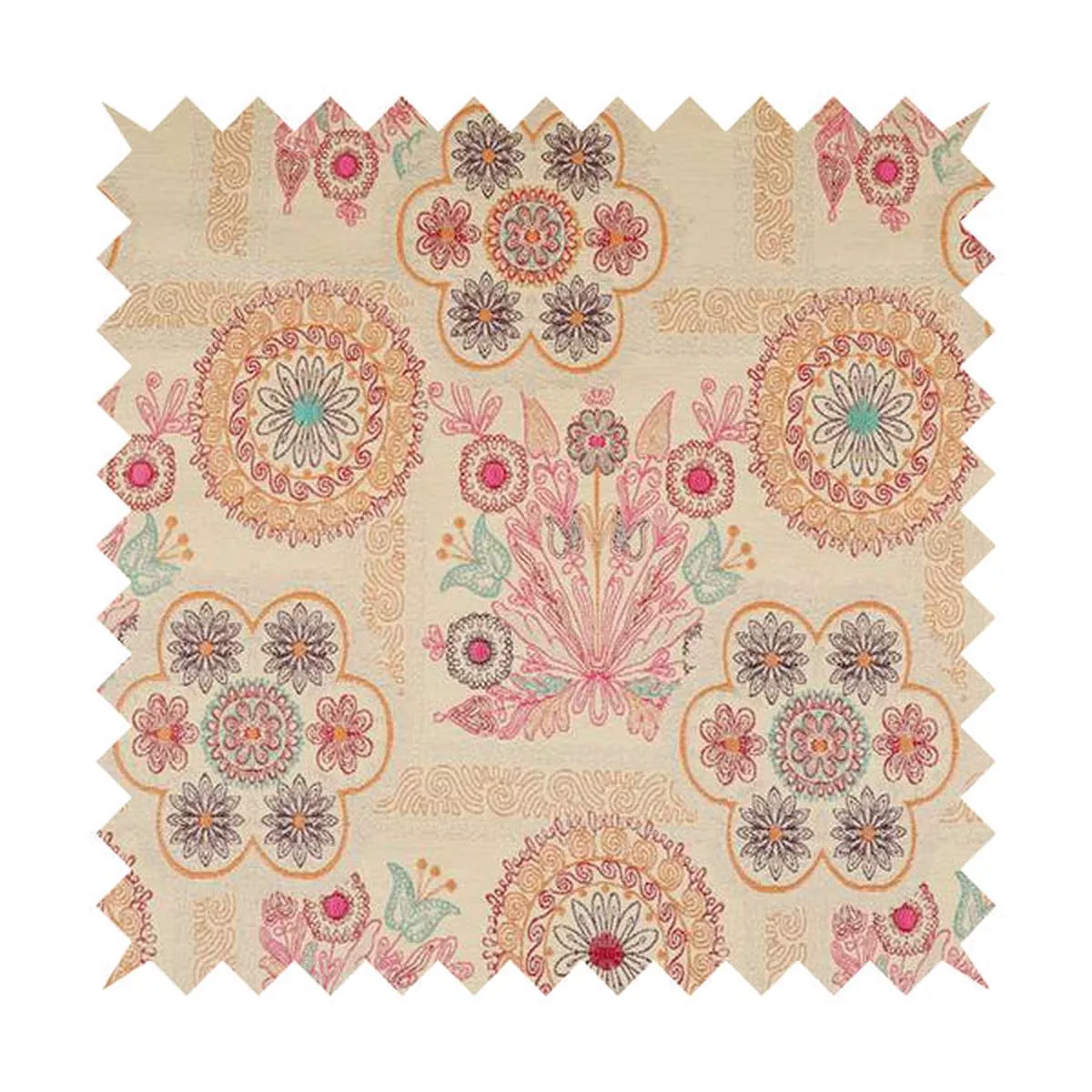zamorin-detailed-colourful-weave-patchwork-theme-pattern-cream-multicoloured-che Zamorin Detailed Colourful Weave Patchwork Theme Pattern Cream Multicoloured Chenille Fabric JO-1438