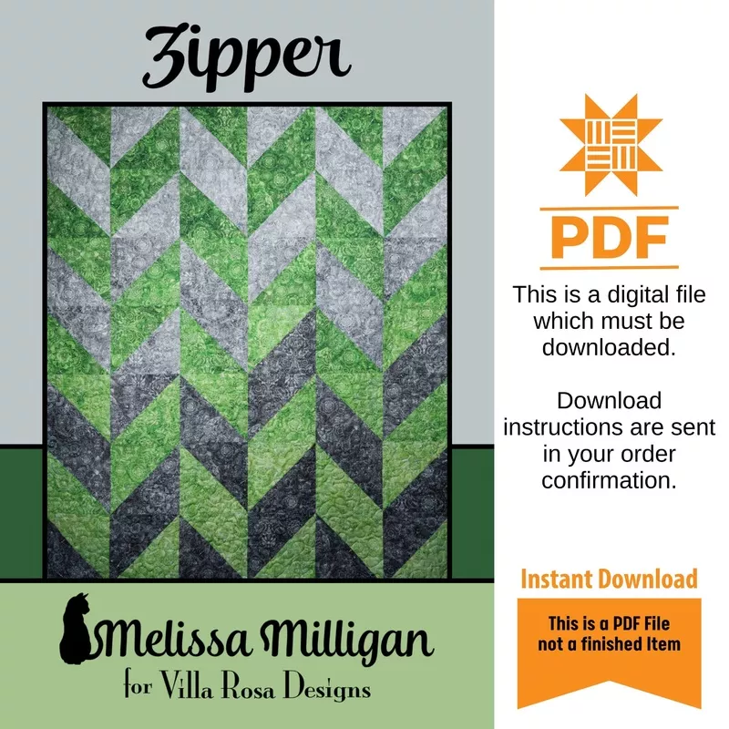 zipper-quilt-pattern-only-instant-digital-download-by-melissa-milligan-villa-ros Zipper Quilt Pattern Only – INSTANT DIGITAL DOWNLOAD – By Melissa Milligan for Villa Rosa Designs Size 52″ x 70″ uses 2 1/2 inch strips