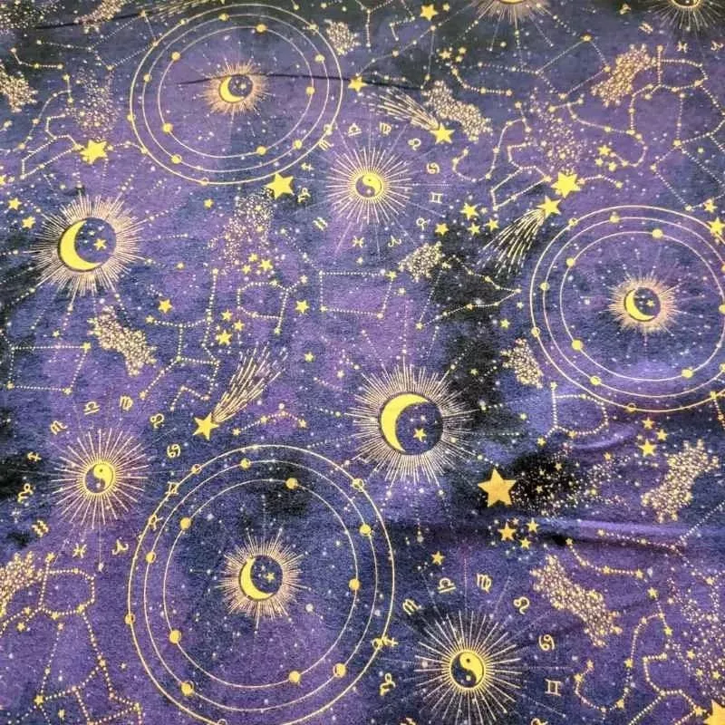 zodiac-constellations-stars-on-purple-cotton-flannelbrushed-soft Zodiac Constellations & Stars on Purple Cotton FlannelBrushed Soft