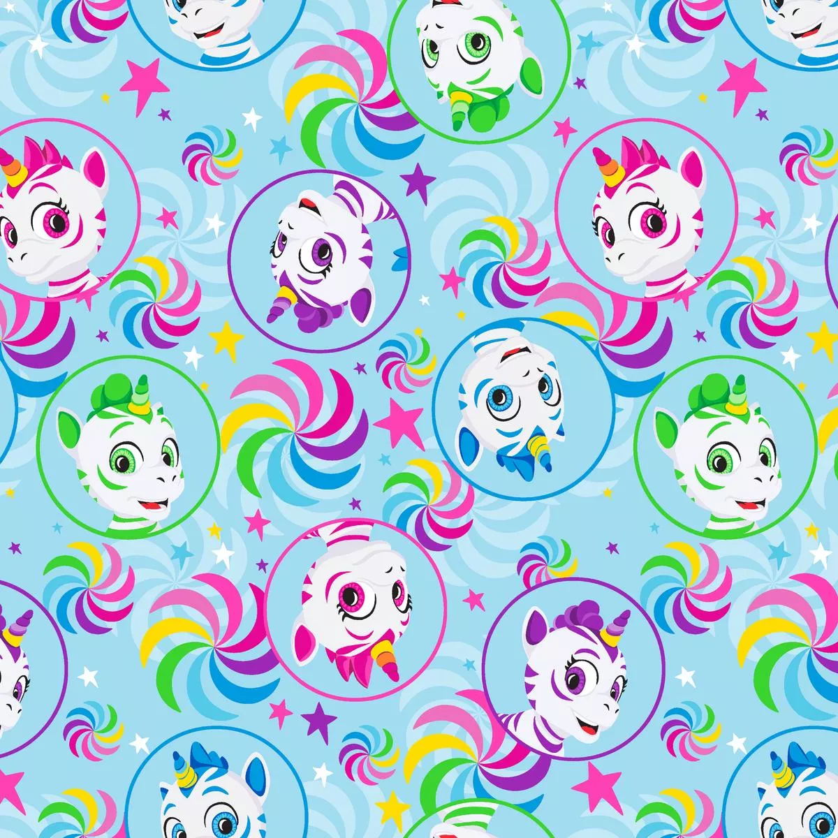 zoonicorn-head-toss-swirls-on-blue-fabric Zoonicorn Head Toss Swirls on Blue Fabric